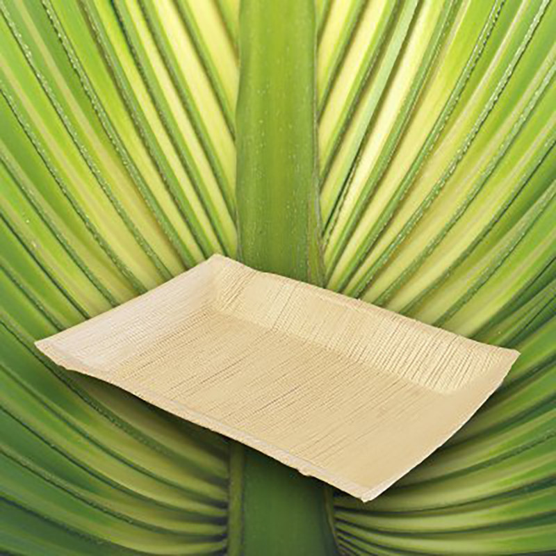 PLATO RECTANG. HOJA DE PALMA "GOURMET" 25X16X2.5Ccm BOLSA 1/25un